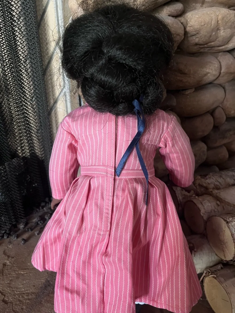American Girl Addy Doll in Pink Striped Dress